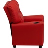 image:imageFlash Furniture Chandler LeatherSoft Kids Recliner with Cup Holder and Safety Recline Contemporary Reclining Chair for Kids Supports up to 90 lbs BlackRed Vinyl