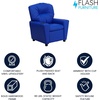 image:imageFlash Furniture Chandler LeatherSoft Kids Recliner with Cup Holder and Safety Recline Contemporary Reclining Chair for Kids Supports up to 90 lbs BlackBlue Vinyl