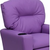 image:imageFlash Furniture Chandler LeatherSoft Kids Recliner with Cup Holder and Safety Recline Contemporary Reclining Chair for Kids Supports up to 90 lbs BlackLavender Vinyl