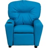 image:imageFlash Furniture Chandler LeatherSoft Kids Recliner with Cup Holder and Safety Recline Contemporary Reclining Chair for Kids Supports up to 90 lbs BlackTurquoise Vinyl