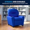 image:imageFlash Furniture Chandler LeatherSoft Kids Recliner with Cup Holder and Safety Recline Contemporary Reclining Chair for Kids Supports up to 90 lbs BlackBlue Vinyl