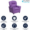 image:imageFlash Furniture Chandler LeatherSoft Kids Recliner with Cup Holder and Safety Recline Contemporary Reclining Chair for Kids Supports up to 90 lbs BlackLavender Vinyl