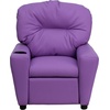 image:imageFlash Furniture Chandler LeatherSoft Kids Recliner with Cup Holder and Safety Recline Contemporary Reclining Chair for Kids Supports up to 90 lbs BlackLavender Vinyl