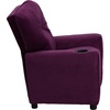 image:imageFlash Furniture Chandler LeatherSoft Kids Recliner with Cup Holder and Safety Recline Contemporary Reclining Chair for Kids Supports up to 90 lbs BlackPurple Microfiber