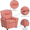 image:imageFlash Furniture Chandler LeatherSoft Kids Recliner with Cup Holder and Safety Recline Contemporary Reclining Chair for Kids Supports up to 90 lbs BlackPink Vinyl
