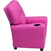 image:imageFlash Furniture Chandler LeatherSoft Kids Recliner with Cup Holder and Safety Recline Contemporary Reclining Chair for Kids Supports up to 90 lbs BlackHot Pink Vinyl