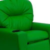 image:imageFlash Furniture Chandler LeatherSoft Kids Recliner with Cup Holder and Safety Recline Contemporary Reclining Chair for Kids Supports up to 90 lbs BlackGreen Vinyl