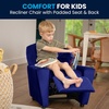 image:imageFlash Furniture Chandler LeatherSoft Kids Recliner with Cup Holder and Safety Recline Contemporary Reclining Chair for Kids Supports up to 90 lbs BlackBlue Microfiber