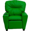 image:imageFlash Furniture Chandler LeatherSoft Kids Recliner with Cup Holder and Safety Recline Contemporary Reclining Chair for Kids Supports up to 90 lbs BlackGreen Vinyl