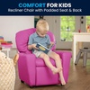 image:imageFlash Furniture Chandler LeatherSoft Kids Recliner with Cup Holder and Safety Recline Contemporary Reclining Chair for Kids Supports up to 90 lbs BlackHot Pink Vinyl