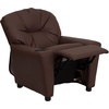 image:imageFlash Furniture Chandler LeatherSoft Kids Recliner with Cup Holder and Safety Recline Contemporary Reclining Chair for Kids Supports up to 90 lbs BlackBrown Leathersoft