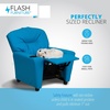 image:imageFlash Furniture Chandler LeatherSoft Kids Recliner with Cup Holder and Safety Recline Contemporary Reclining Chair for Kids Supports up to 90 lbs BlackTurquoise Vinyl