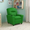 image:imageFlash Furniture Chandler LeatherSoft Kids Recliner with Cup Holder and Safety Recline Contemporary Reclining Chair for Kids Supports up to 90 lbs BlackGreen Vinyl