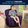image:imageFlash Furniture Chandler LeatherSoft Kids Recliner with Cup Holder and Safety Recline Contemporary Reclining Chair for Kids Supports up to 90 lbs BlackPurple Vinyl