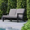 image:imageFlash Furniture Charlestown Adirondack Style Deep Seat Patio Loveseat with Cushions  Gray Poly Resin Frame  Gray AllWeather Cushions  IndoorOutdoorBlackCharcoal