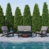 image:imageFlash Furniture Charlestown Adirondack Style Deep Seat Patio Loveseat with Cushions  Gray Poly Resin Frame  Gray AllWeather Cushions  IndoorOutdoorBlackCharcoal