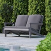 image:imageFlash Furniture Charlestown Adirondack Style Deep Seat Patio Loveseat with Cushions  Gray Poly Resin Frame  Gray AllWeather Cushions  IndoorOutdoorGrey