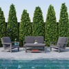 image:imageFlash Furniture Charlestown Adirondack Style Deep Seat Patio Loveseat with Cushions  Gray Poly Resin Frame  Gray AllWeather Cushions  IndoorOutdoorGrey