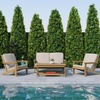 image:imageFlash Furniture Charlestown Adirondack Style Deep Seat Patio Loveseat with Cushions  Gray Poly Resin Frame  Gray AllWeather Cushions  IndoorOutdoorNatural CedarCream