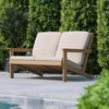 image:imageFlash Furniture Charlestown Adirondack Style Deep Seat Patio Loveseat with Cushions  Gray Poly Resin Frame  Gray AllWeather Cushions  IndoorOutdoorNatural CedarCream