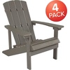 image:imageFlash Furniture Charlestown Commercial Grade IndoorOutdoor Adirondack Chair Weather Resistant Durable Poly Resin Deck and Patio Seating RedGrey