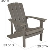 image:imageFlash Furniture Charlestown Commercial Grade IndoorOutdoor Adirondack Chair Weather Resistant Durable Poly Resin Deck and Patio Seating RedGrey