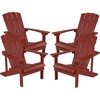 image:imageFlash Furniture Charlestown Commercial Grade IndoorOutdoor Adirondack Chair Weather Resistant Durable Poly Resin Deck and Patio Seating RedRed