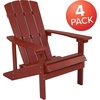 image:imageFlash Furniture Charlestown Commercial Grade IndoorOutdoor Adirondack Chair Weather Resistant Durable Poly Resin Deck and Patio Seating RedRed