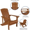 image:imageFlash Furniture Charlestown Commercial Grade IndoorOutdoor Adirondack Chair Weather Resistant Durable Poly Resin Deck and Patio Seating RedTeak