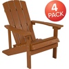 image:imageFlash Furniture Charlestown Commercial Grade IndoorOutdoor Adirondack Chair Weather Resistant Durable Poly Resin Deck and Patio Seating RedTeak