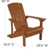 image:imageFlash Furniture Charlestown Commercial Grade IndoorOutdoor Adirondack Chair Weather Resistant Durable Poly Resin Deck and Patio Seating RedTeak