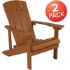 image:imageFlash Furniture Charlestown Commercial Grade IndoorOutdoor Adirondack Chair Weather Resistant Durable Poly Resin Deck and Patio Seating RedTeak