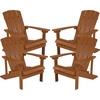 image:imageFlash Furniture Charlestown Commercial Grade IndoorOutdoor Adirondack Chair Weather Resistant Durable Poly Resin Deck and Patio Seating RedTeak
