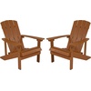image:imageFlash Furniture Charlestown Commercial Grade IndoorOutdoor Adirondack Chair Weather Resistant Durable Poly Resin Deck and Patio Seating RedTeak