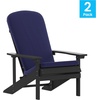 image:imageFlash Furniture Charlestown Set of 2 Adirondack Chairs with Cushions  White Poly Resin Frame  Blue AllWeather Cushions  IndoorOutdoor UseSlate GrayBlue