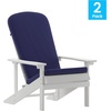 image:imageFlash Furniture Charlestown Set of 2 Adirondack Chairs with Cushions  White Poly Resin Frame  Blue AllWeather Cushions  IndoorOutdoor UseWhiteBlue