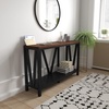 image:imageFlash Furniture Charlotte Farmhouse 2Tier Console Table  Warm Oak Finish Engineered Wood Frame  Concrete Finish Tabletop  For Entryway or Living RoomWalnut TopBlack Frame