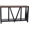 image:imageFlash Furniture Charlotte Farmhouse 2Tier Console Table  Warm Oak Finish Engineered Wood Frame  Concrete Finish Tabletop  For Entryway or Living RoomWalnut TopBlack Frame