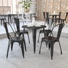 image:imageFlash Furniture Commercial Grade 2375 Square BlackAntique Gold Metal IndoorOutdoor Table Set with 2 Stack ChairsBlack