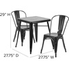 image:imageFlash Furniture Commercial Grade 2375 Square BlackAntique Gold Metal IndoorOutdoor Table Set with 2 Stack ChairsBlack