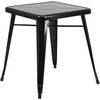 image:imageFlash Furniture Commercial Grade 2375 Square BlackAntique Gold Metal IndoorOutdoor Table Set with 2 Stack ChairsBlack