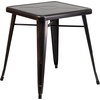 image:imageFlash Furniture Commercial Grade 2375 Square BlackAntique Gold Metal IndoorOutdoor Table Set with 2 Stack ChairsBlackantique Gold