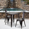 image:imageFlash Furniture Commercial Grade 2375 Square BlackAntique Gold Metal IndoorOutdoor Table Set with 2 Stack ChairsBlackantique Gold