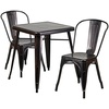 image:imageFlash Furniture Commercial Grade 2375 Square BlackAntique Gold Metal IndoorOutdoor Table Set with 2 Stack ChairsRed