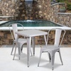 image:imageFlash Furniture Commercial Grade 2375 Square BlackAntique Gold Metal IndoorOutdoor Table Set with 2 Stack ChairsSilver