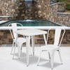 image:imageFlash Furniture Commercial Grade 2375 Square BlackAntique Gold Metal IndoorOutdoor Table Set with 2 Stack ChairsWhite