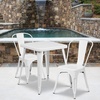 image:imageFlash Furniture Commercial Grade 2375 Square BlackAntique Gold Metal IndoorOutdoor Table Set with 2 Stack ChairsWhite