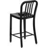image:imageFlash Furniture Commercial Grade 24 High White Metal IndoorOutdoor Counter Height Stool with Vertical Slat BackBlack