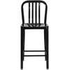 image:imageFlash Furniture Commercial Grade 24 High White Metal IndoorOutdoor Counter Height Stool with Vertical Slat BackBlack