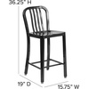 image:imageFlash Furniture Commercial Grade 24 High White Metal IndoorOutdoor Counter Height Stool with Vertical Slat BackBlack